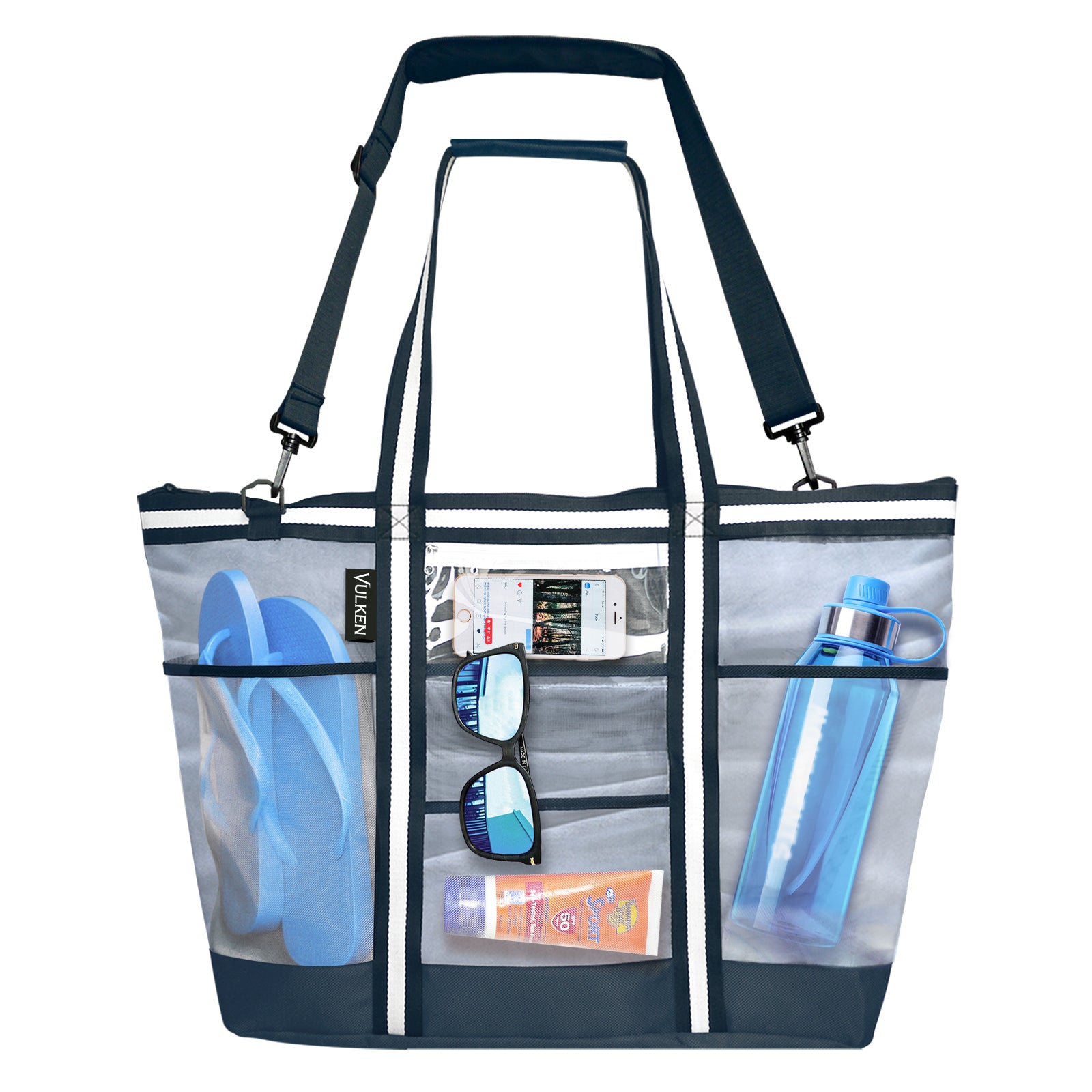 Extra Large Mesh Beach Bag 42L/38L (Navy Blue) – Vulken Sports