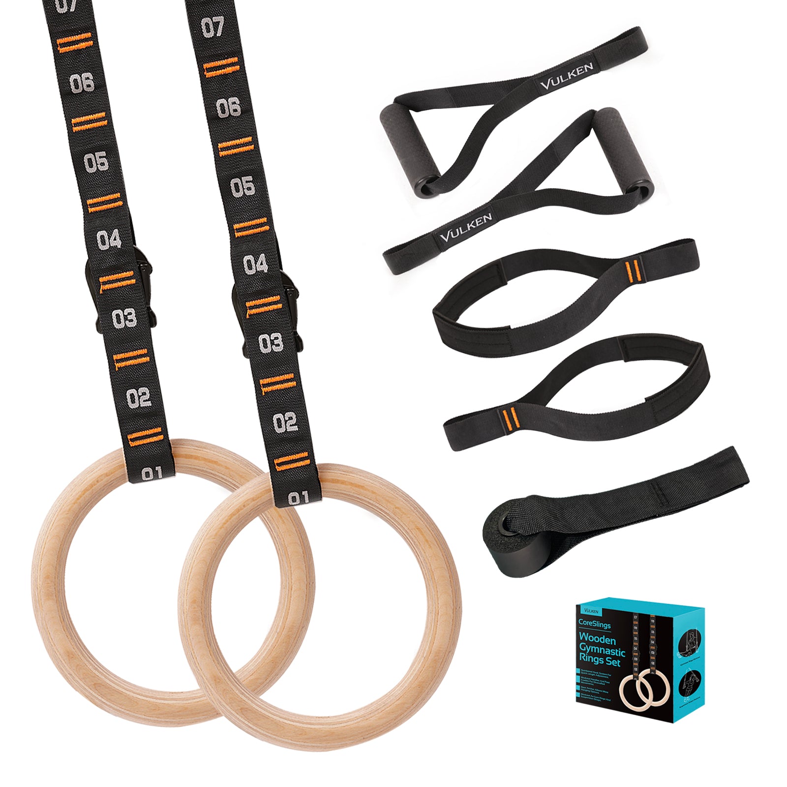 Gymnastic Rings and Suspension Straps Set Vulken Home Workout Equipment Vulken Sports