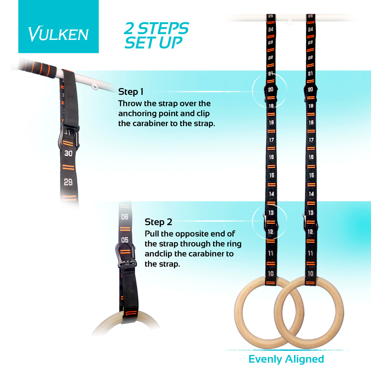 Gymnastic Rings and Suspension Straps Set Vulken & Home Workout